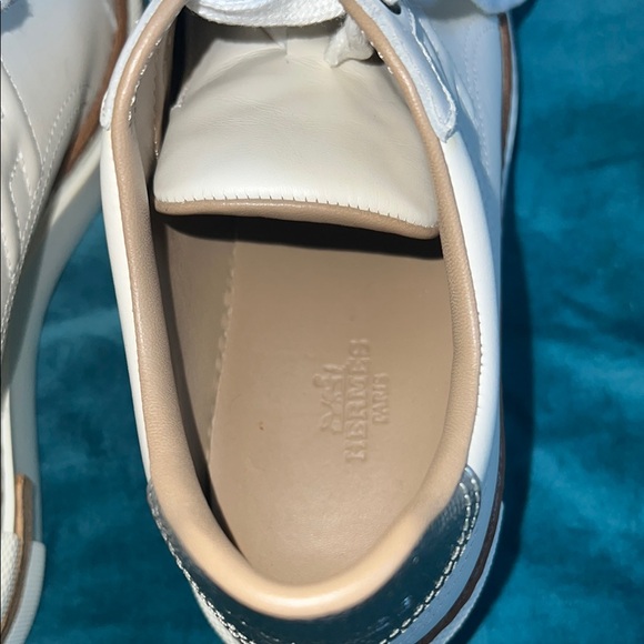 Hermes Calfskin Polo Sneakers 37.5 White - Picture 10 of 16
